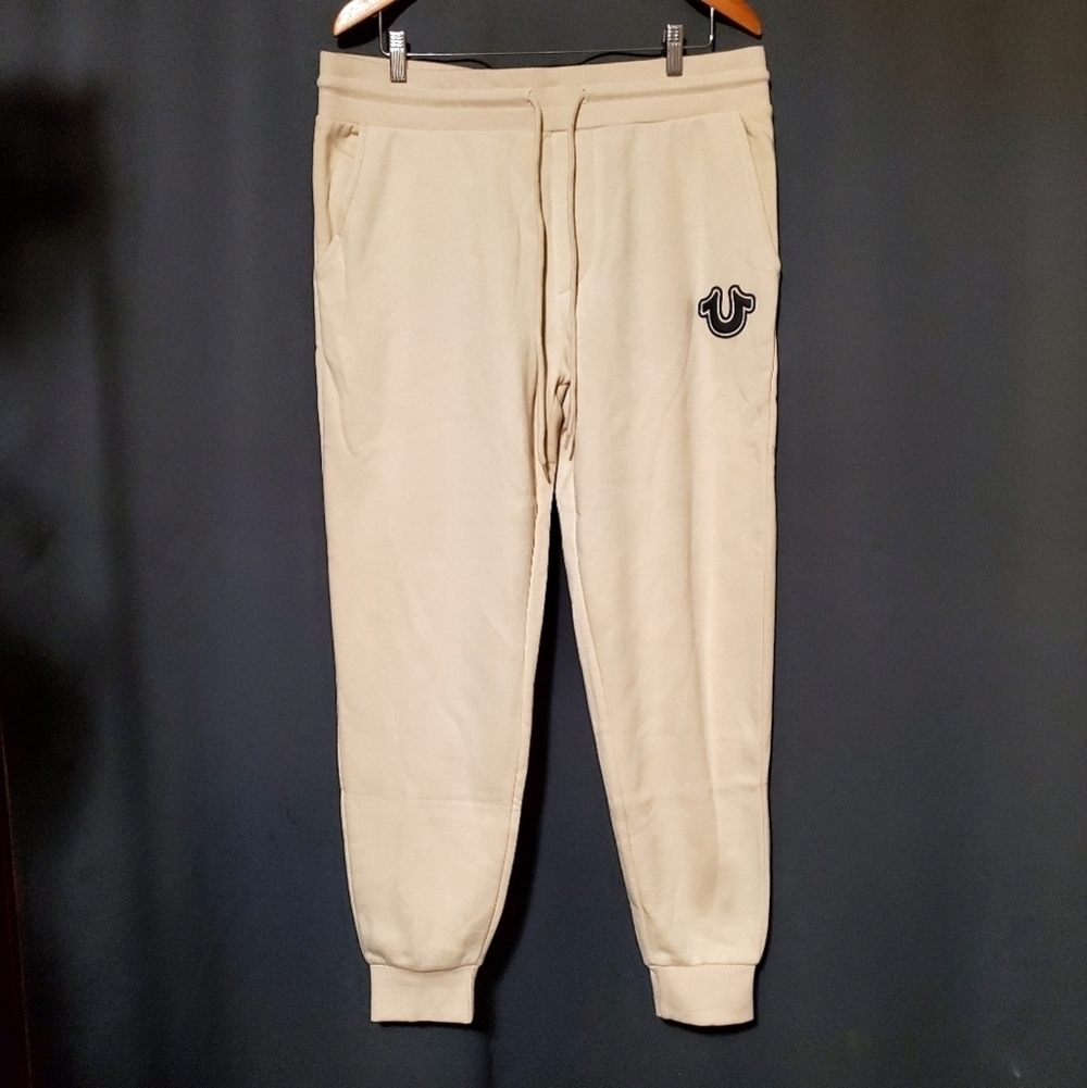 True Religion Cream Joggers Size Large NWT